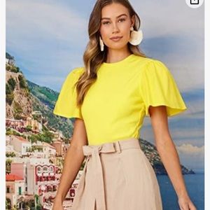 Solid Flounce Sleeve Tee